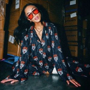 LALA ORIGINAL: Long Sleeve Plissé Set in Tigress